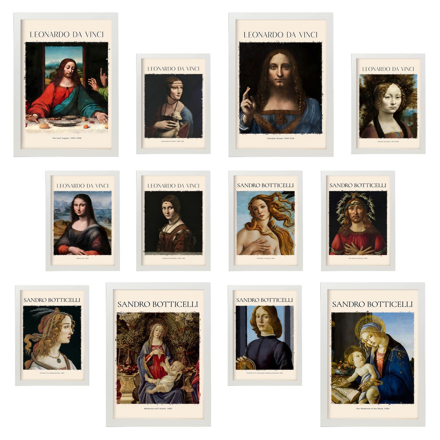 Conjunto de Láminas Exquisitas: Obras Maestras de Botticelli y Da Vinci