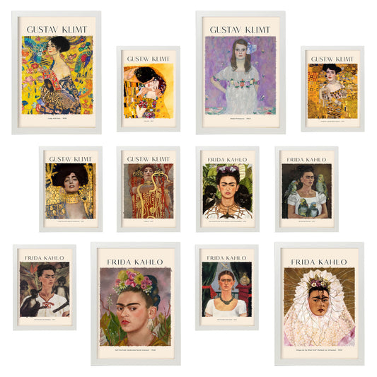 Conjunto de Láminas de Arte de Klimt y Frida - Estilo de Pintores Famosos - Diseño Vibrante