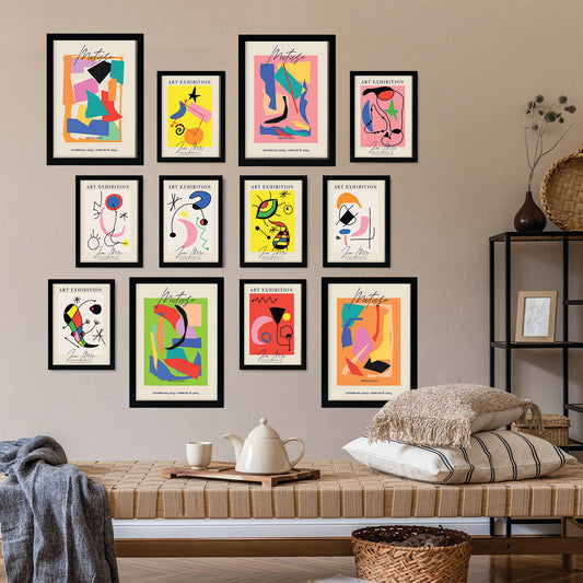 Conjunto de láminas de arte Matisse y Miró - 12 piezas - Estilo pintor famoso - Marcos surtidos