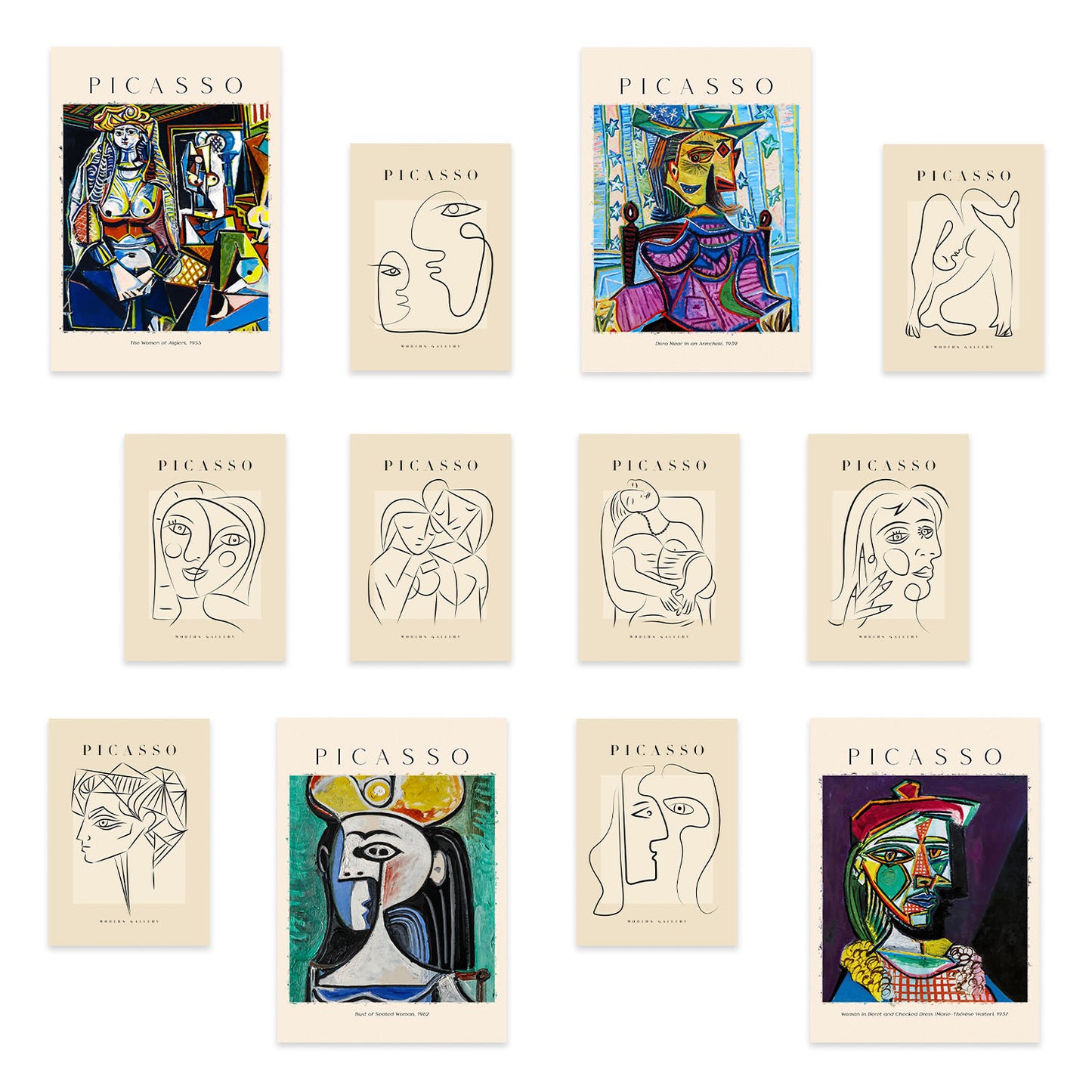 Colección Picasso: Conjunto de 12 láminas con diseños icónicos