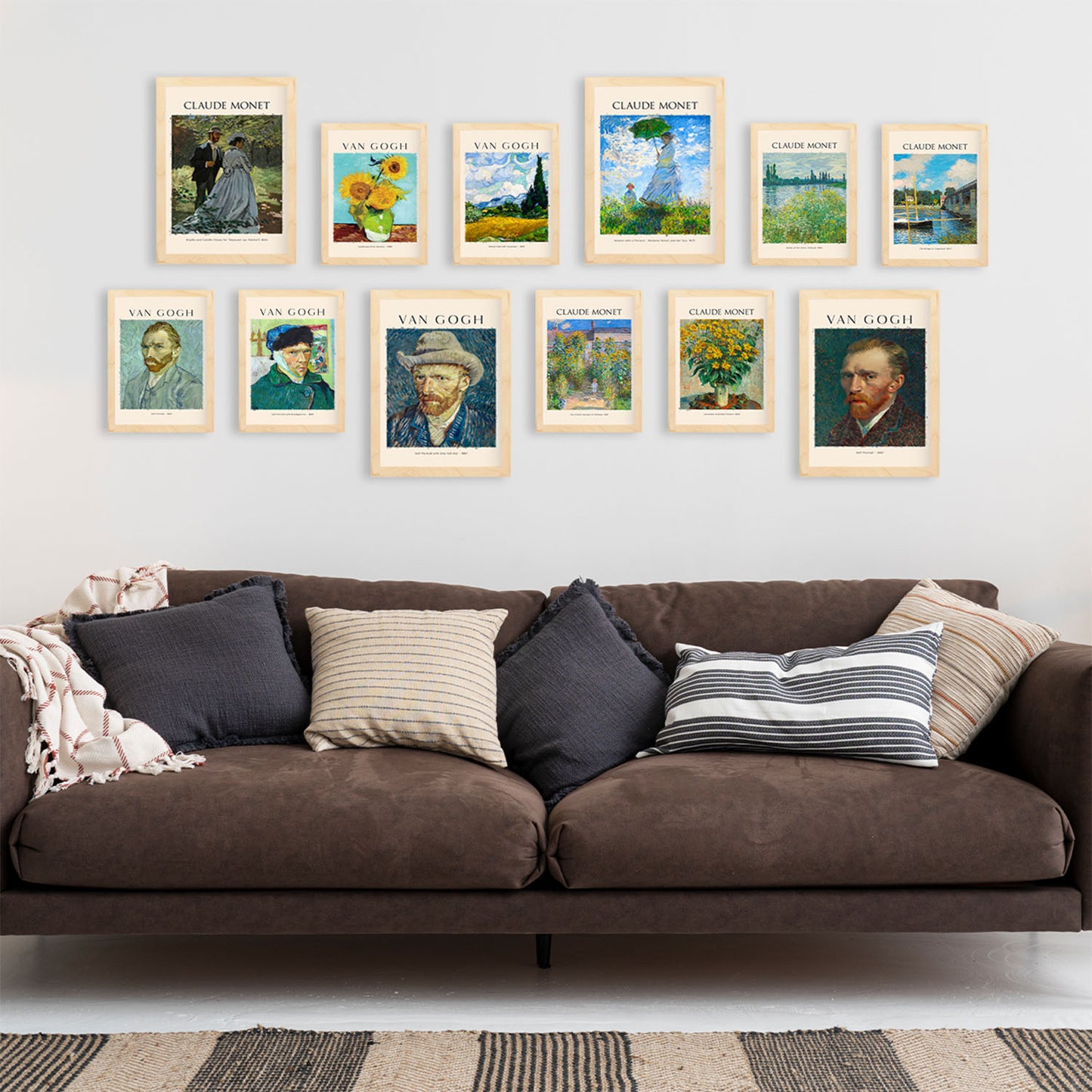 Conjunto de láminas de arte de Van Gogh y Monet: 12 piezas, estilo de pintores famosos, colores vibrantes,