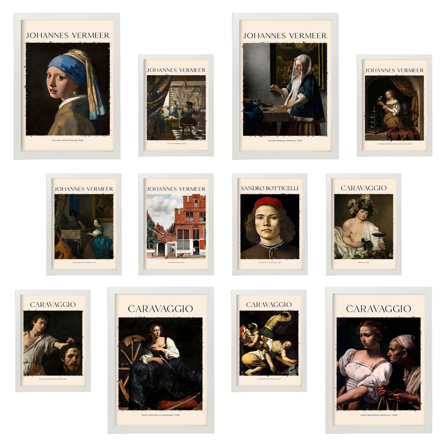 Colección de Obras Maestras: Láminas inspiradas en Vermeer y Caravaggio