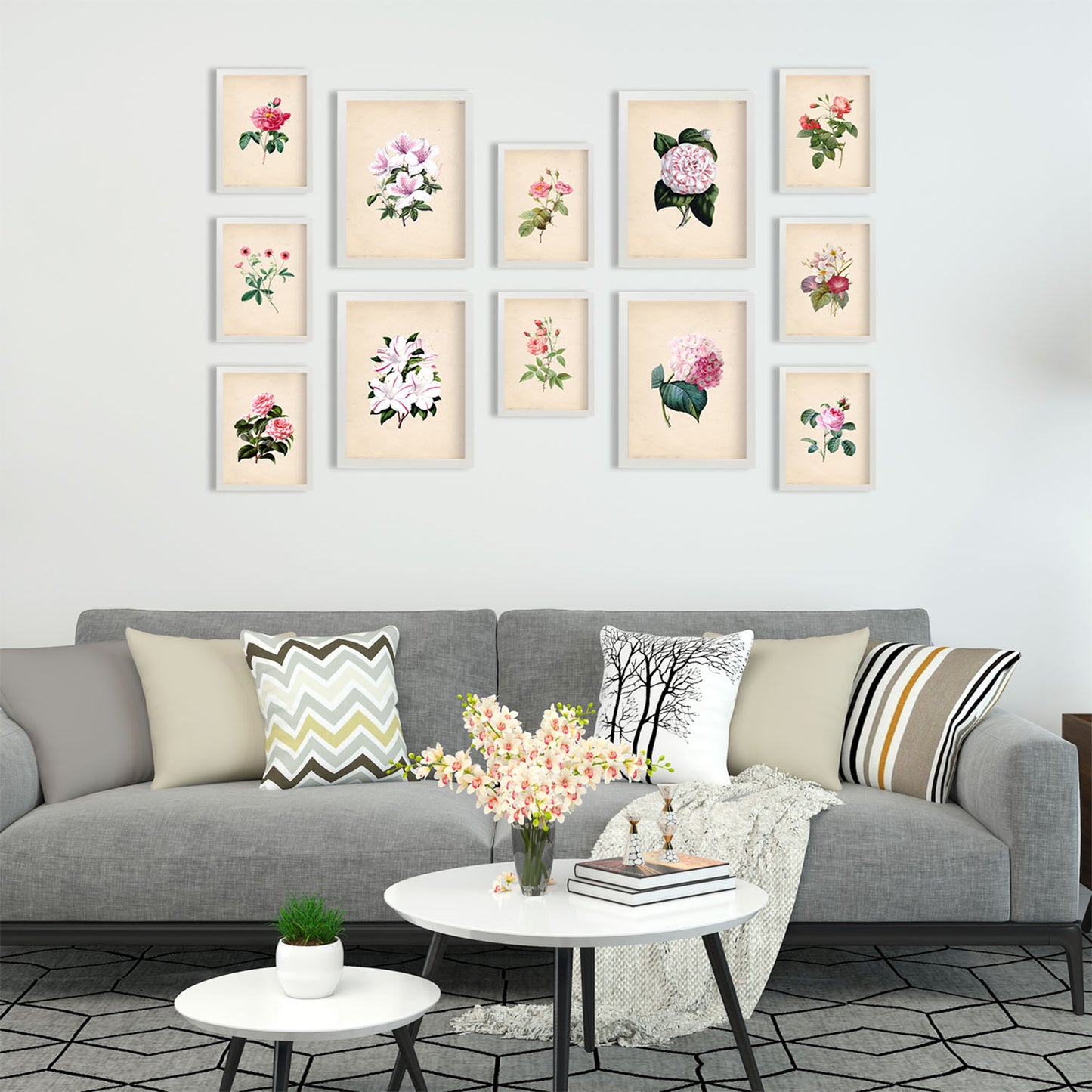 Conjunto de láminas de flores rosas exquisitas - 12 piezas