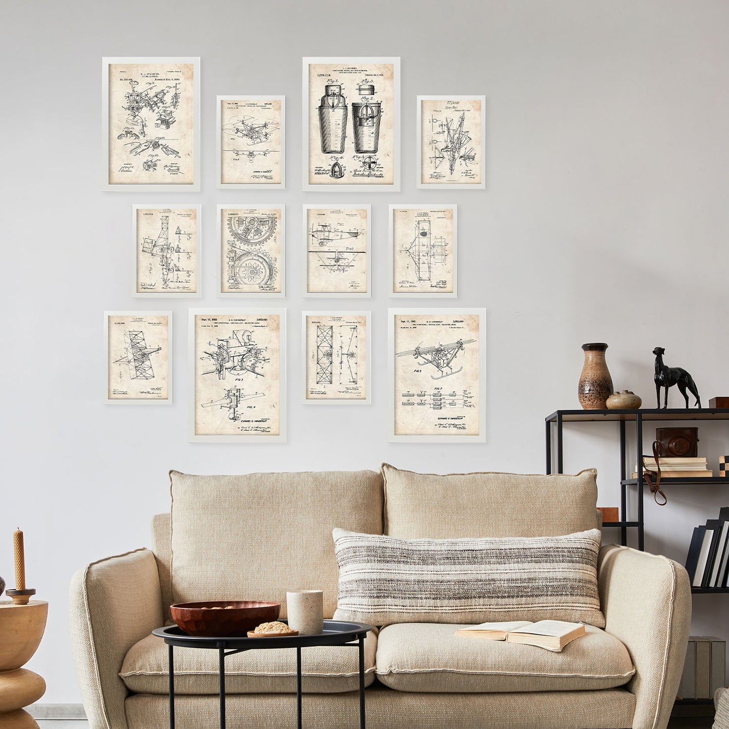 Conjunto de impresiones de patentes de máquinas voladoras, diseño vintage, ideal para amantes del arte, póster de pared.