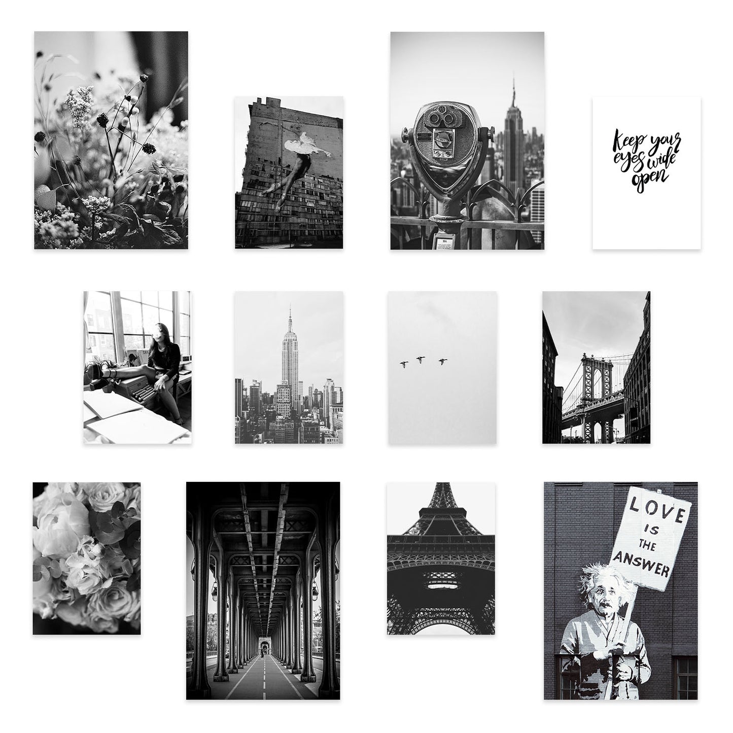 Conjunto Momentos Monocromáticos: 12 Láminas Fotográficas en Blanco y Negro
