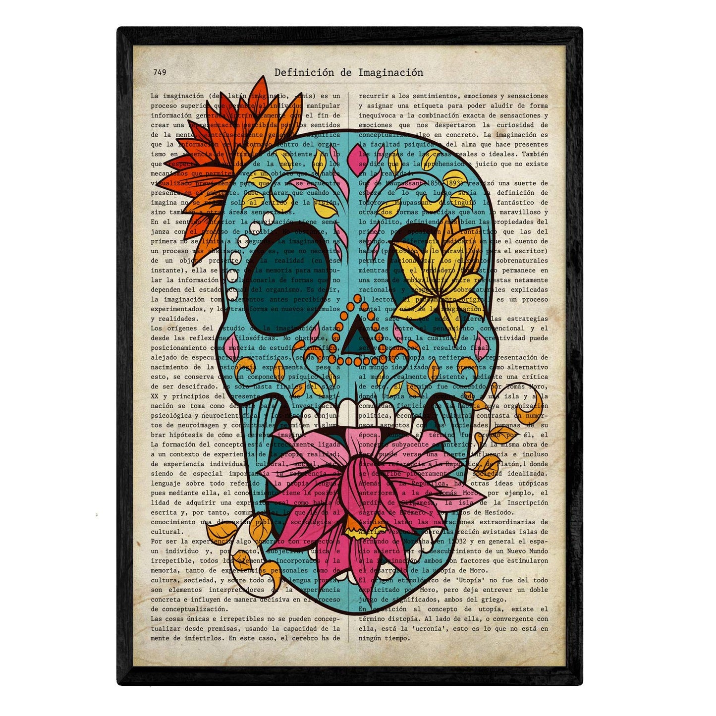imprime calaveras con definiciones de enciclopedia en español - Libertad, imaginación, emociones, eternidad - Juego de 4-Artwork-Nacnic-Nacnic Estudio SL