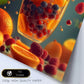 Set de 2 Cuadros de Colores con Té de Frutas Refrescantes Ilustración impresa en estilo Fotográfico para decorar las paredes de Cocina, Despensa, Comedor, Restaurante