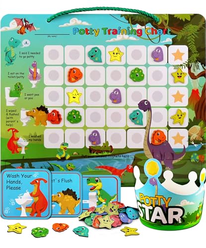 Orinal de Entrenamiento Dinosaurio Magnético para Niños con Pegatinas Emoji y Estrella