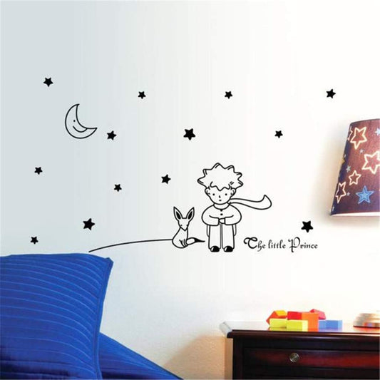 Pegatina de pared de El Principito, estrellas, luna, niños, decoración del hogar, Navidad