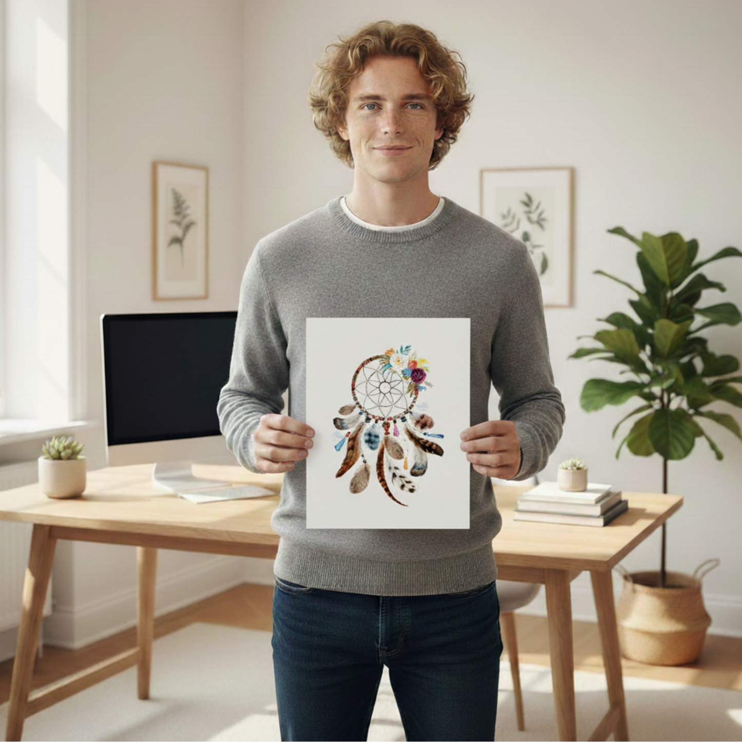 Set de 4 láminas de Plumas en papel 250 gr.