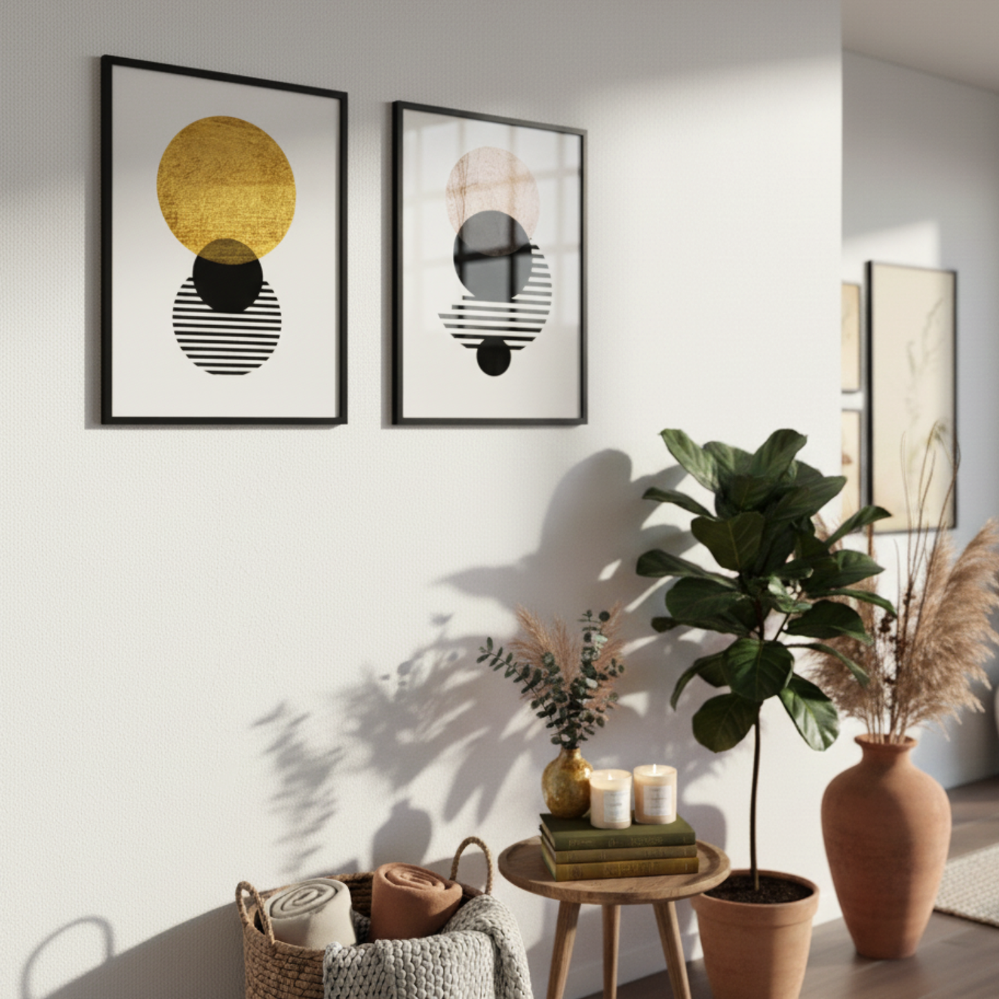 Set de 4 láminas Eclipse estilo nórdico con imágenes geométricas