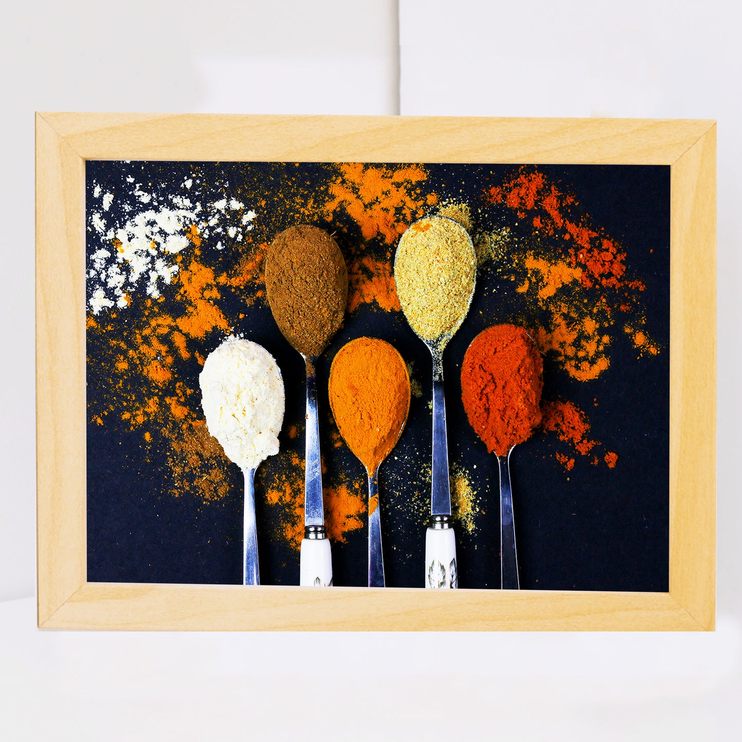 Set de 2 Cuadros de Cocina con Especias Picantes y Condimentos Coloridos de Comida para Cocinar Ilustración Impresa para Decorar Cocina, Despensa, Comedor, Restaurante