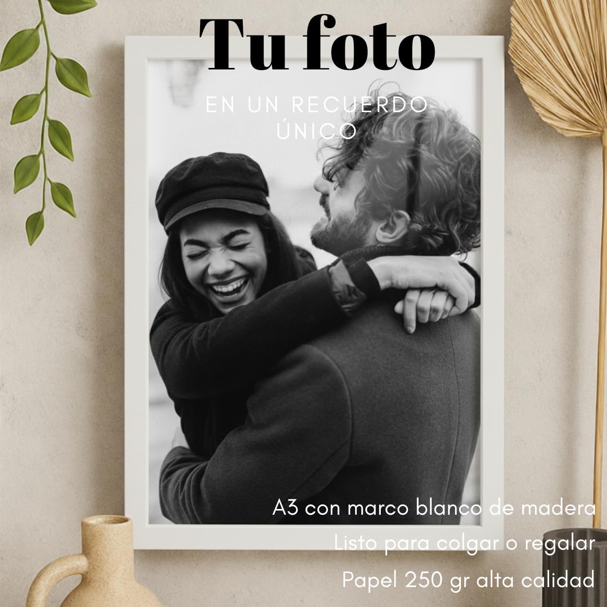 Cuadro personalizado con tu foto | Tu foto enmarcada | Regalo personalizado | Impresión digital de fotografia papel brillo | 100% Personalizable | Regalo para Bodas, Cumpleaños