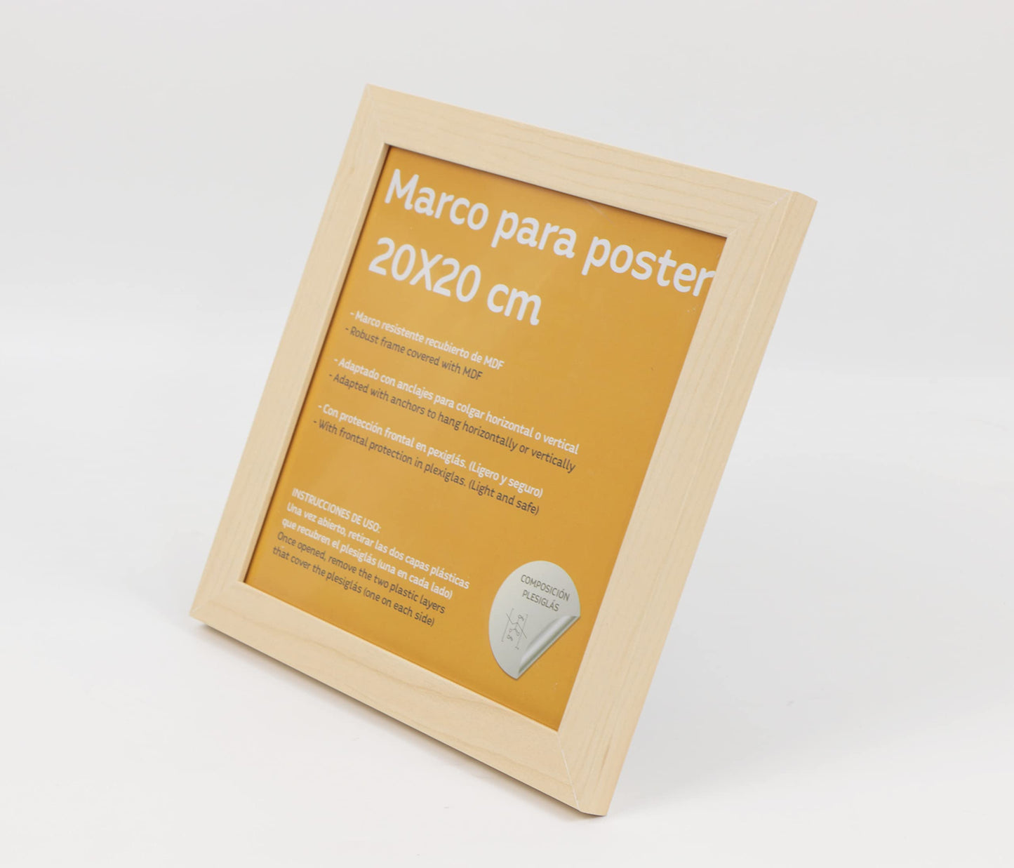 Nacnic - Pack 24 Marcos de Madera MDF Clara y Vidrio Acrílico | Protección y Expositor de Fotografías, Láminas, Pósters, Cuadros y Decoración para Salón, Dormitorio u Oficina | 20x20 cm