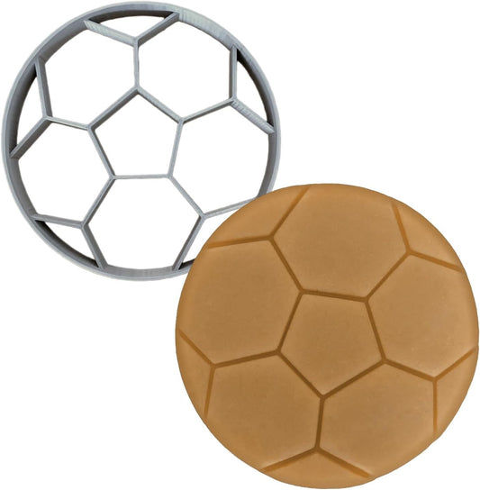 Moose Goods Cortador de galletas de pelota de fútbol de 3 pulgadas, cortadores de galletas deportivos con formas y sellos, cortador de galletas de fútbol para suministros de horneado de bricolaje