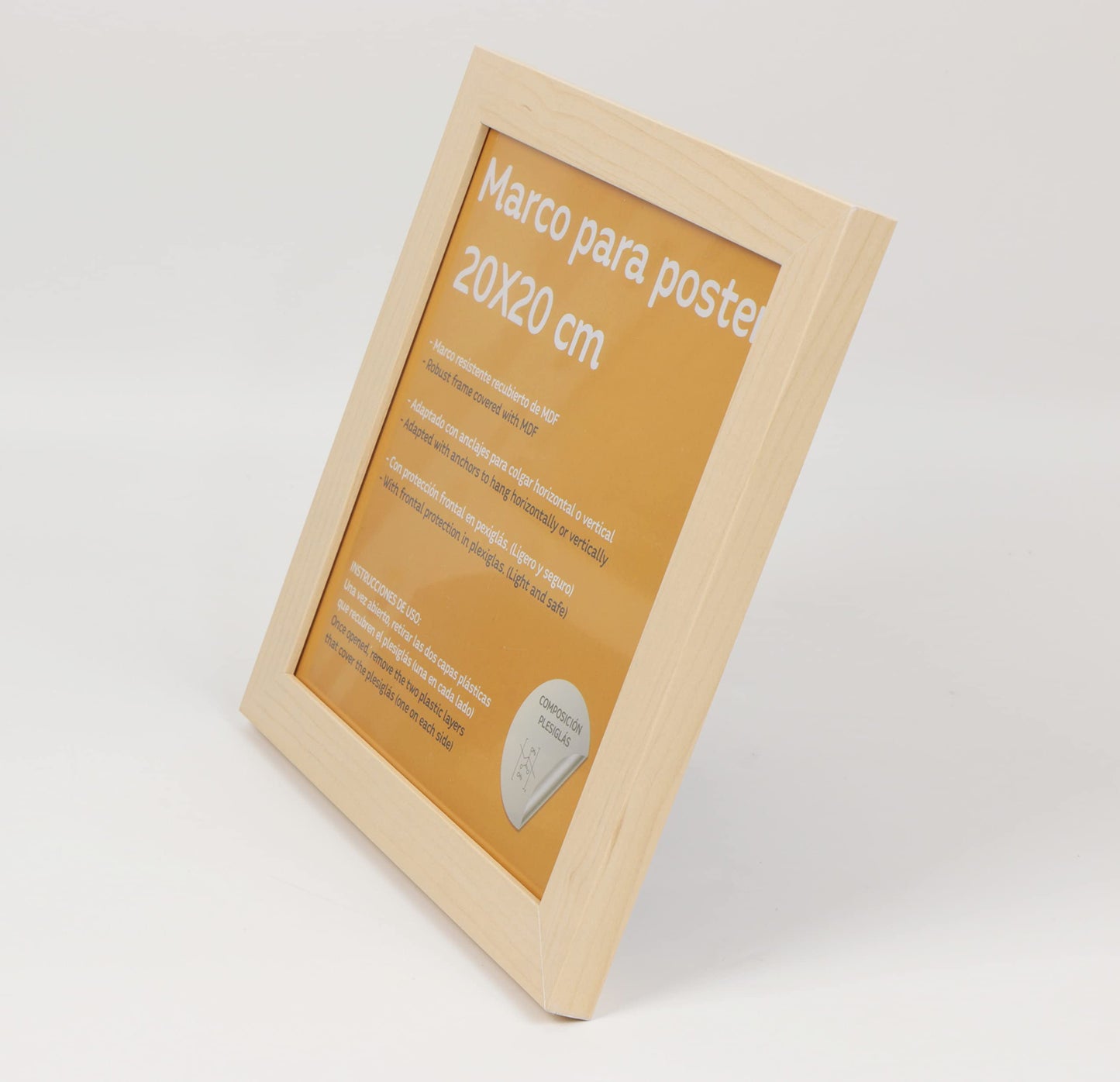 Nacnic - Pack 24 Marcos de Madera MDF Clara y Vidrio Acrílico | Protección y Expositor de Fotografías, Láminas, Pósters, Cuadros y Decoración para Salón, Dormitorio u Oficina | 20x20 cm