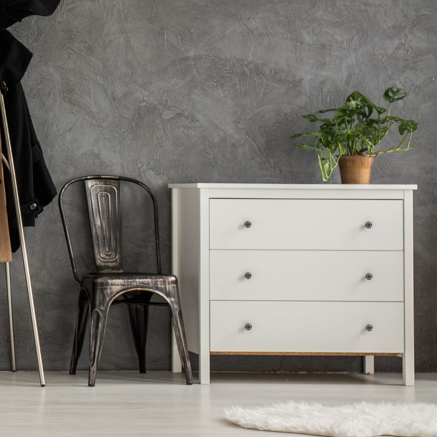 Set de 10 pomos tiradores de cerámica | Diseño mandala en blanco y negro | Decoración muebles, armarios, habitaciones.-Nacnic-Nacnic Estudio SL