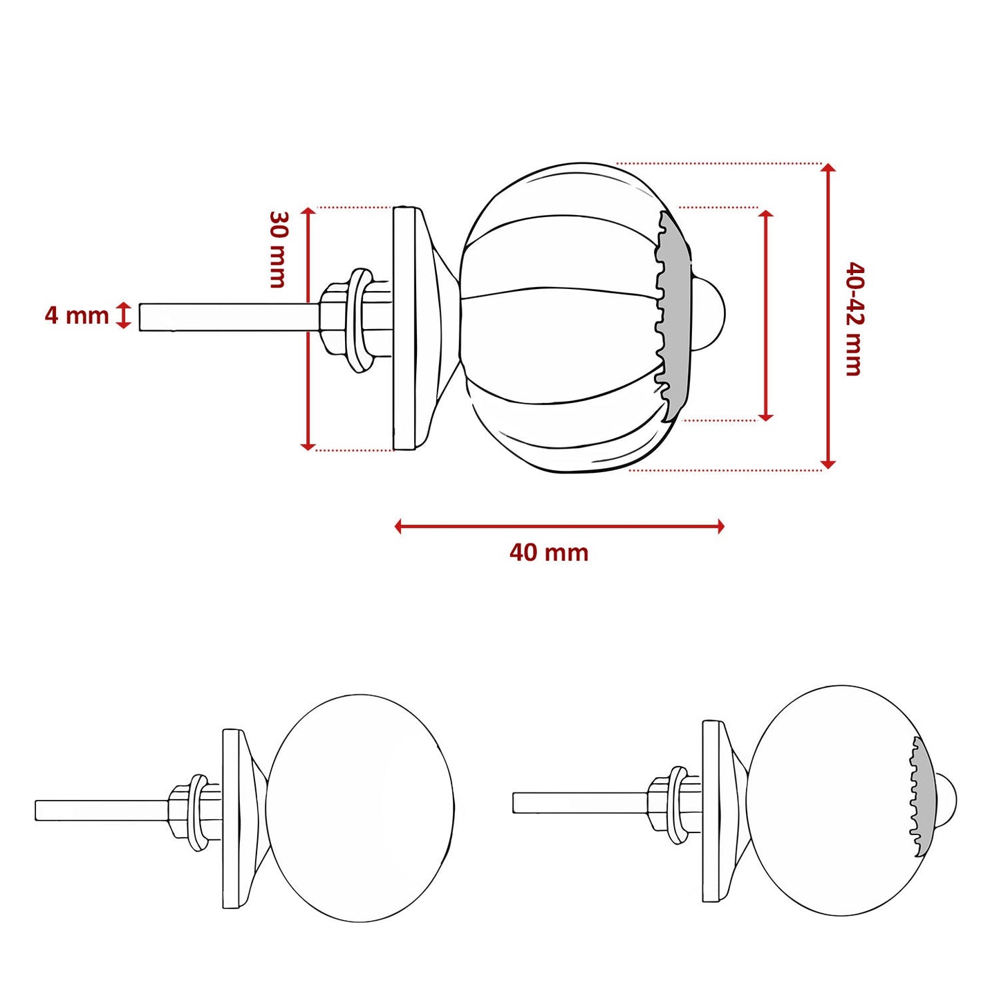 Set de 10 pomos de cerámica en blanco y dorado para muebles y armarios