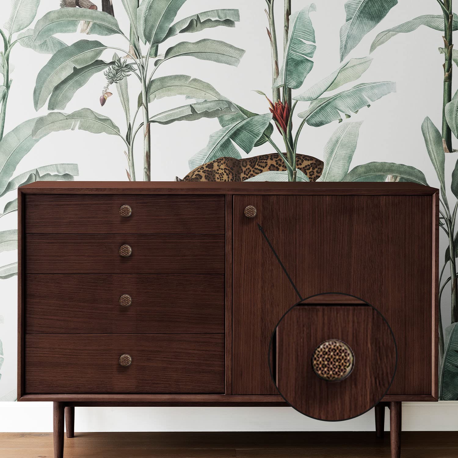 Set de 12 pomos tiradores de cerámica | Diseño geométrico en dorado y negro | Decoración elegante de muebles y armarios.-Nacnic-Nacnic Estudio SL