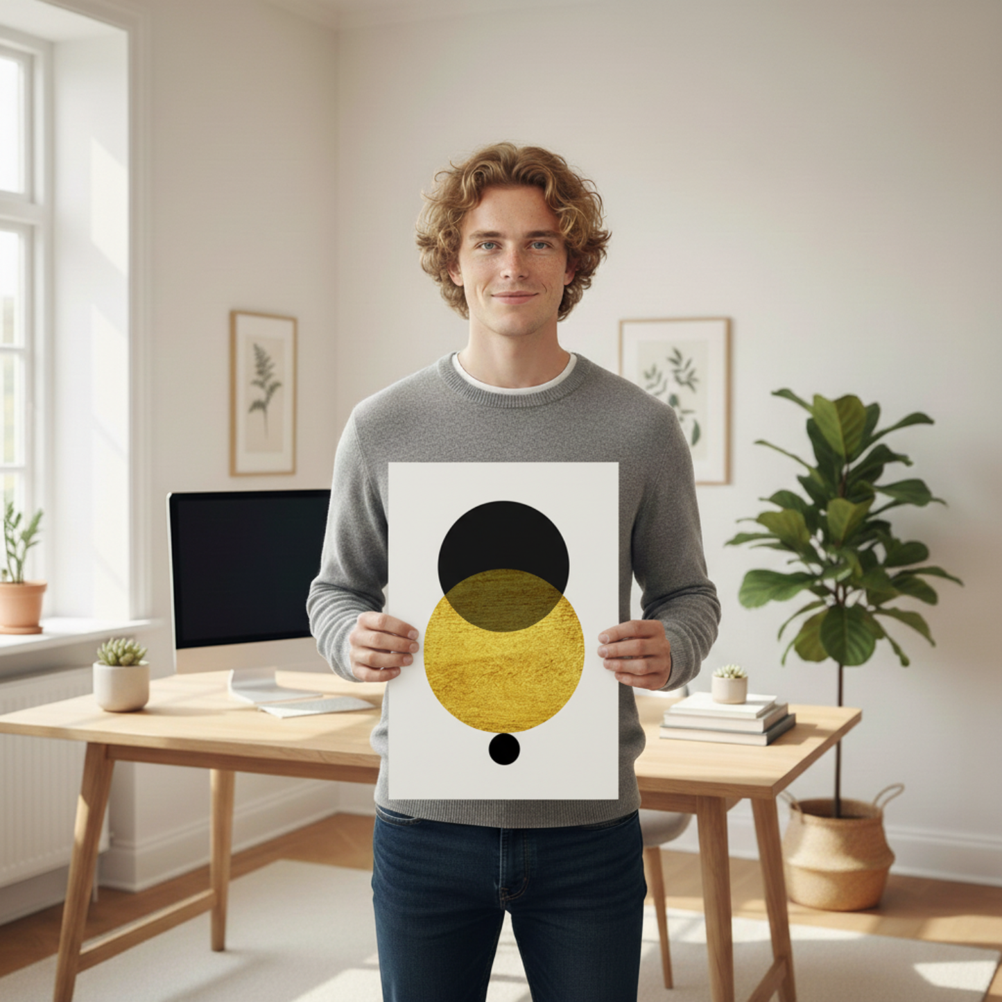 Set de 4 láminas Eclipse estilo nórdico con imágenes geométricas