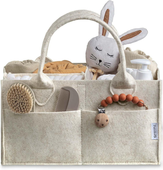 PUTSKA Organizador De Pañales Para Bebé - Cesta De Almacenamiento Para La Habitación De Los Niños, Imprescindible Para La Lista De Regalos Y El Registro De Baby Shower - Blanco, Pequeño