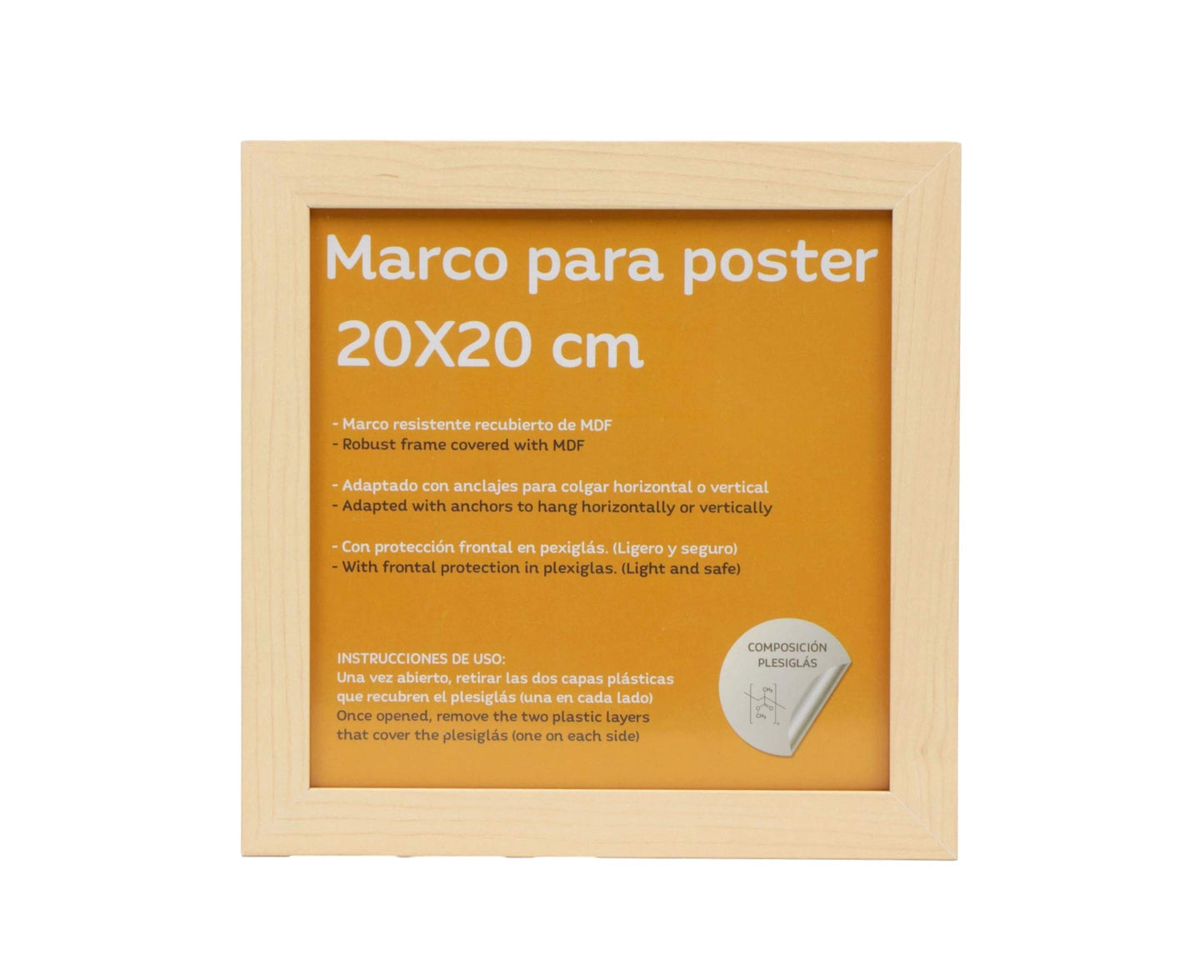 Nacnic - Pack 24 Marcos de Madera MDF Clara y Vidrio Acrílico | Protección y Expositor de Fotografías, Láminas, Pósters, Cuadros y Decoración para Salón, Dormitorio u Oficina | 20x20 cm