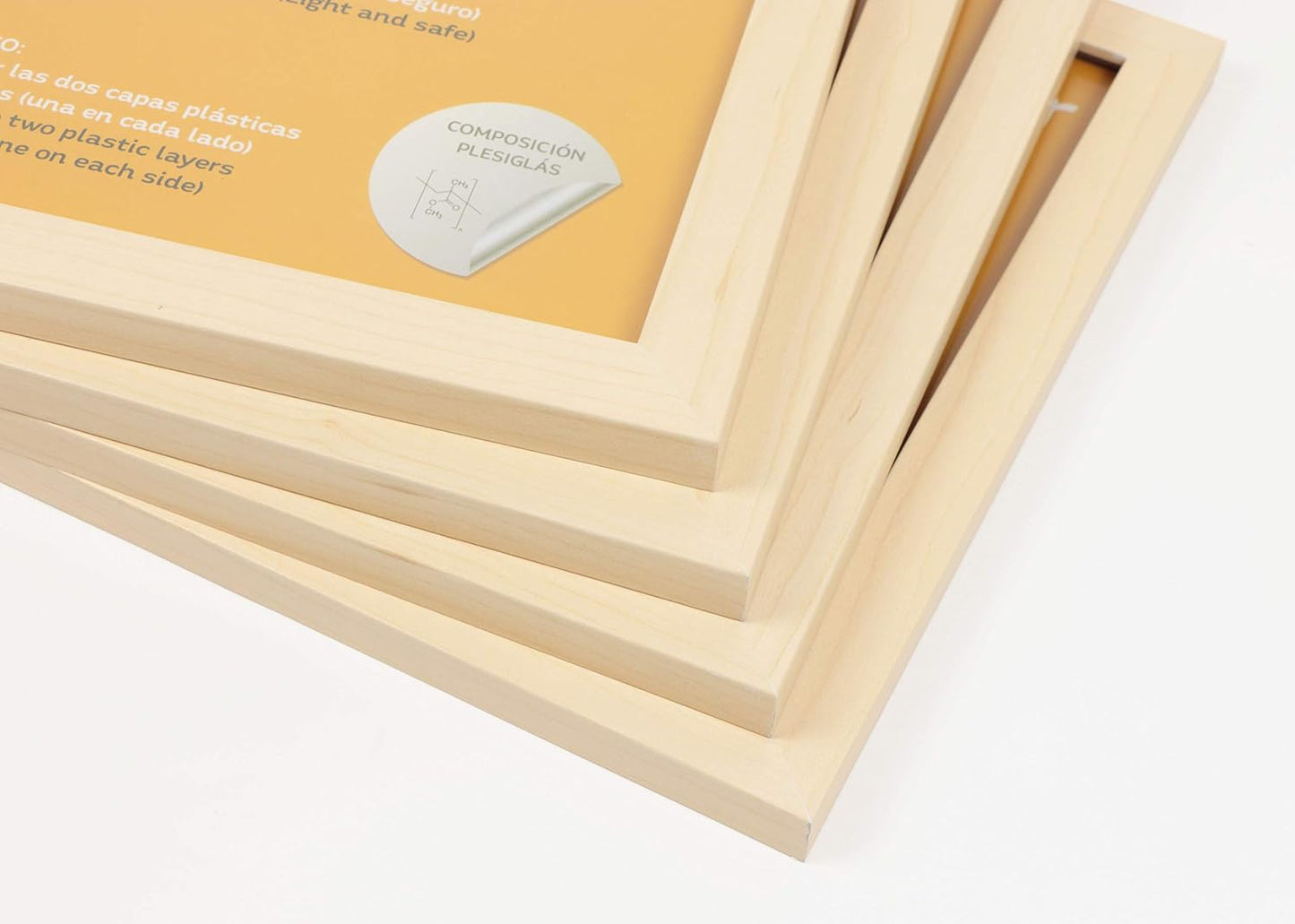 Set 24 Marcos A4 - Madera MDF Madera Clara y Plexiglás - Fotografía, Láminas, Diplomas