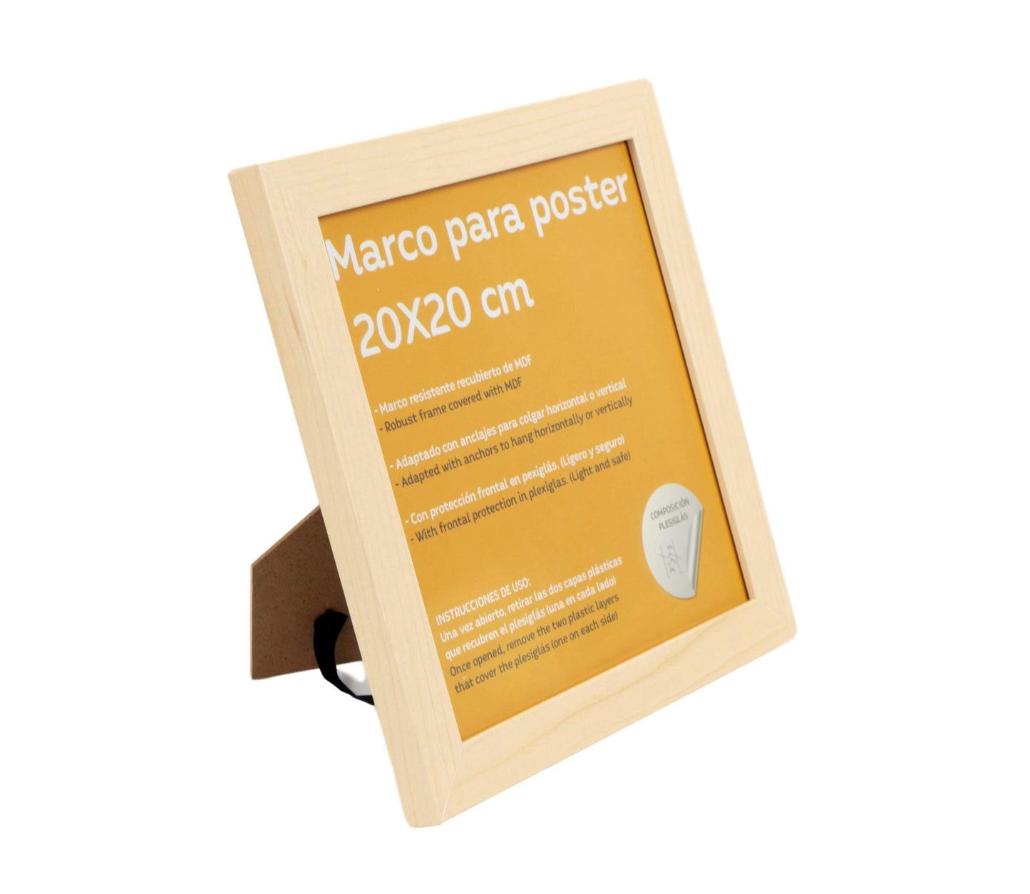 Nacnic - Pack 24 Marcos de Madera MDF Clara y Vidrio Acrílico | Protección y Expositor de Fotografías, Láminas, Pósters, Cuadros y Decoración para Salón, Dormitorio u Oficina | 20x20 cm