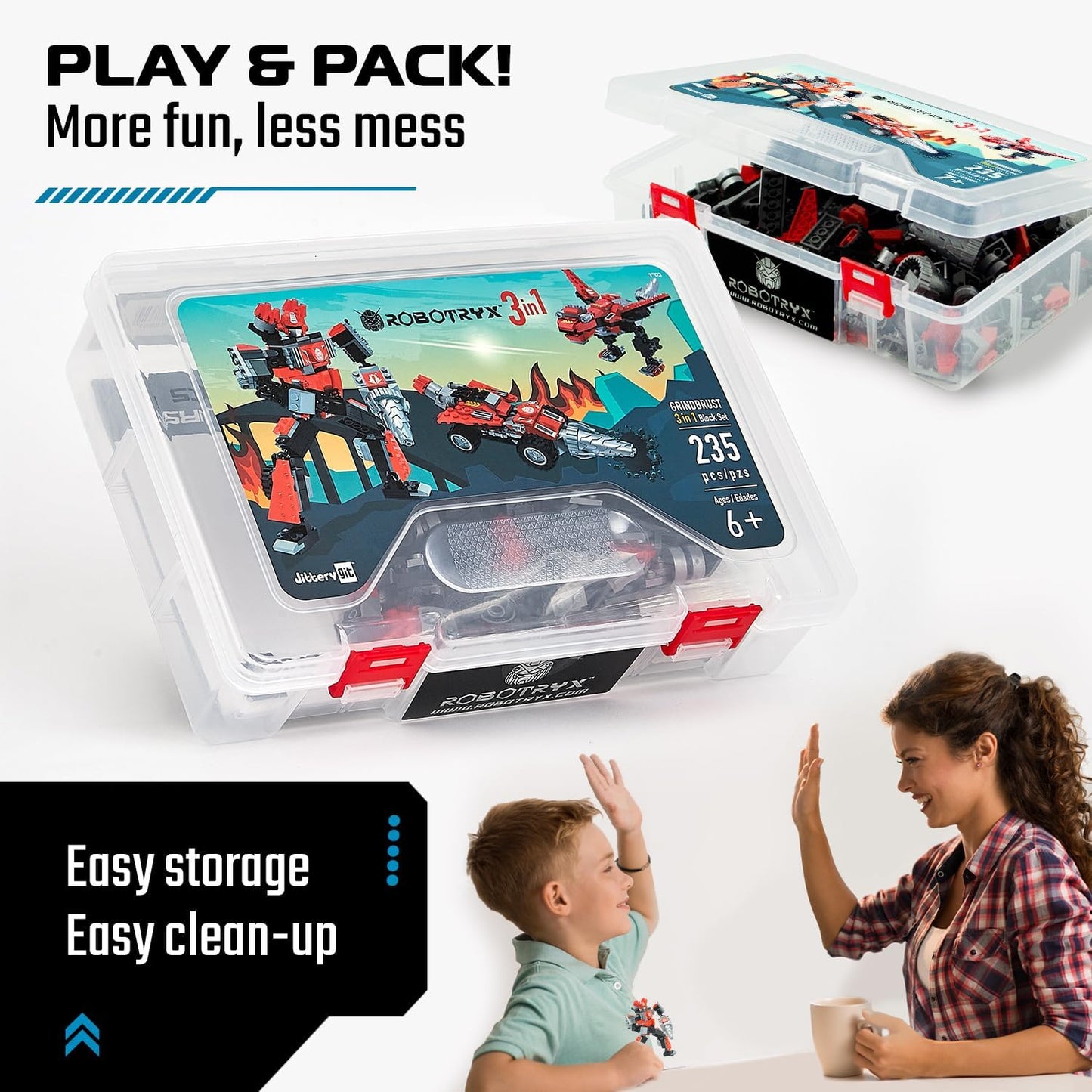 Jitterygit Figura de acción de superhéroe robot mecánico, juego de juguetes de regalo de Navidad, los mejores ladrillos creativos de construcción STEM para cumpleaños, guerrero del ejército espacial para niños, niñas de 6, 7, 8, 9 y 10 años