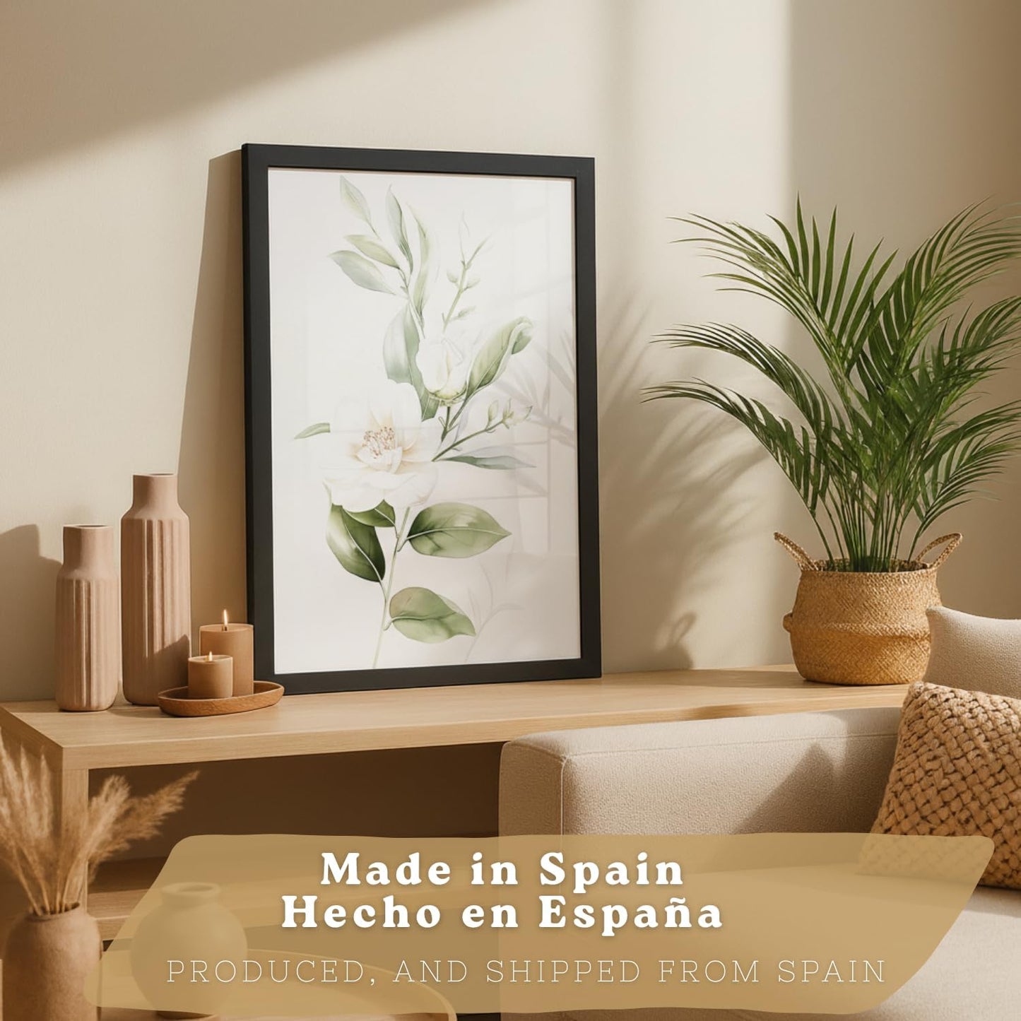 Nacnic Set De 3 Láminas Botánicas Flores Verdes Blancas. Posters Acuarela De Plantas Tonos Verdes Suaves Cuadros. Laminas Decorativas Pared Para Salón Y Dormitorio.