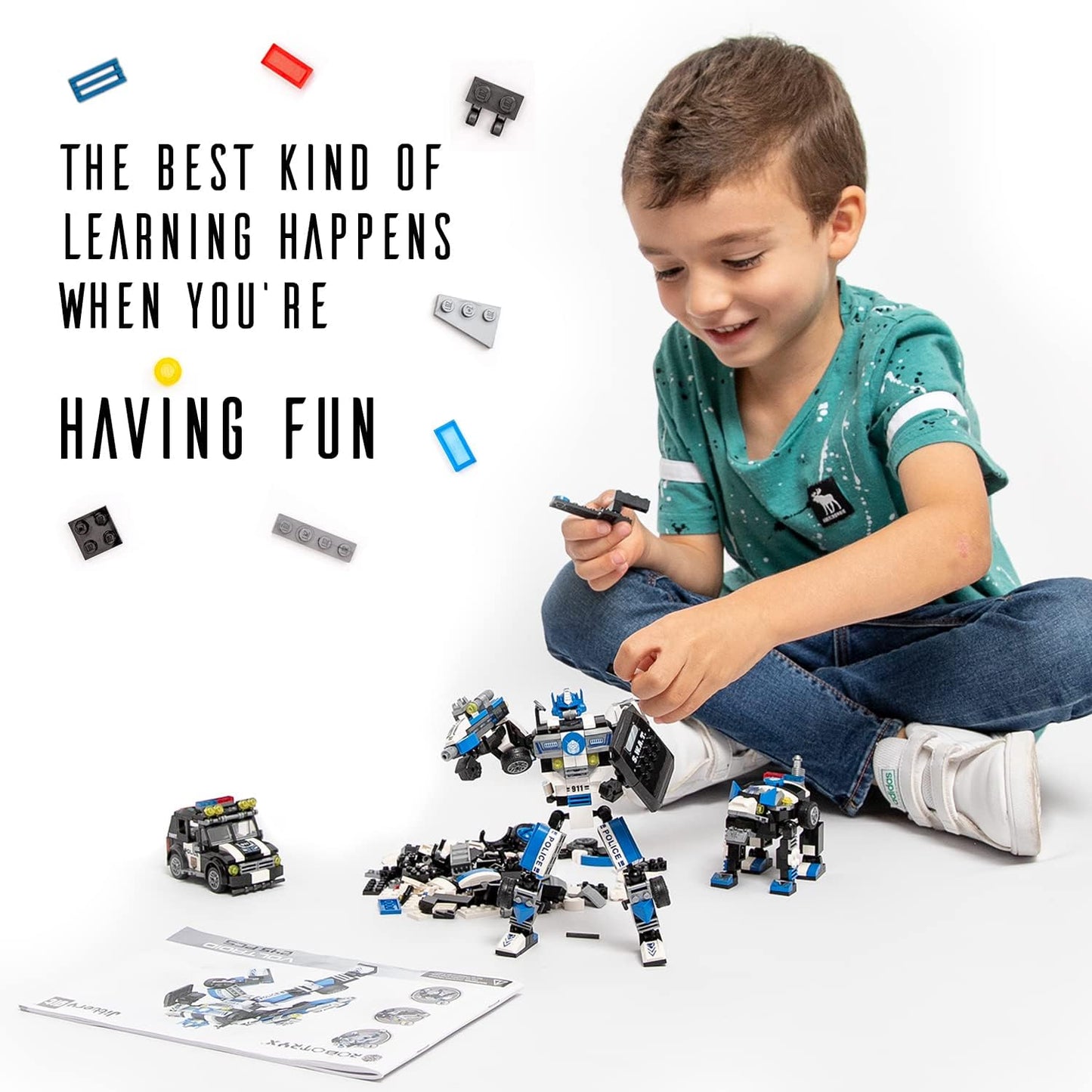 Jitterygit Juguete de construcción de robot de policía superhéroe para niños, regalo épico de cumpleaños STEM para niños de 7, 8, 9, 10 y 11 años (279 piezas) Robotryx