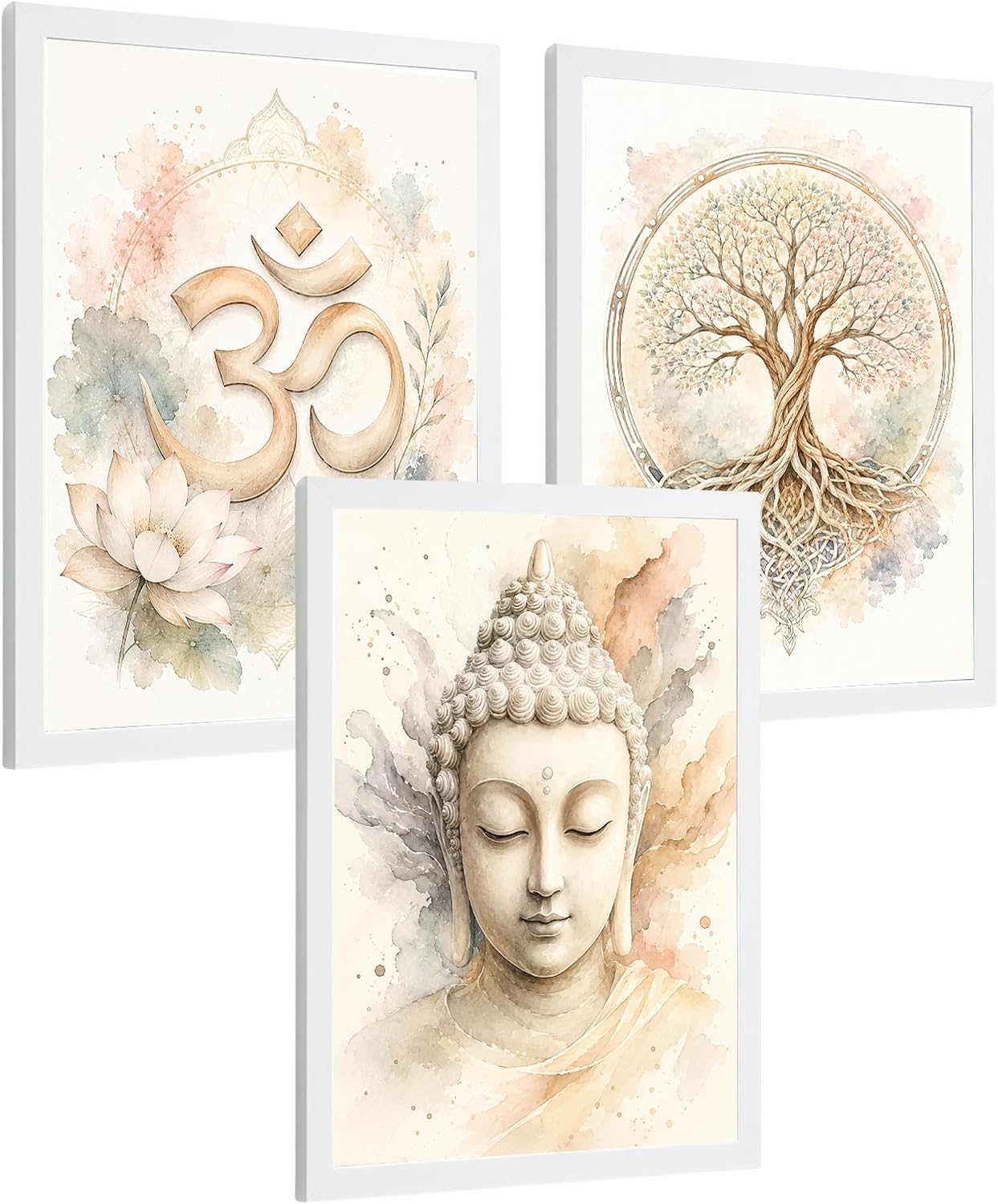 Posters Espirituales con Símbolo Om, Buda y Árbol de la Vida