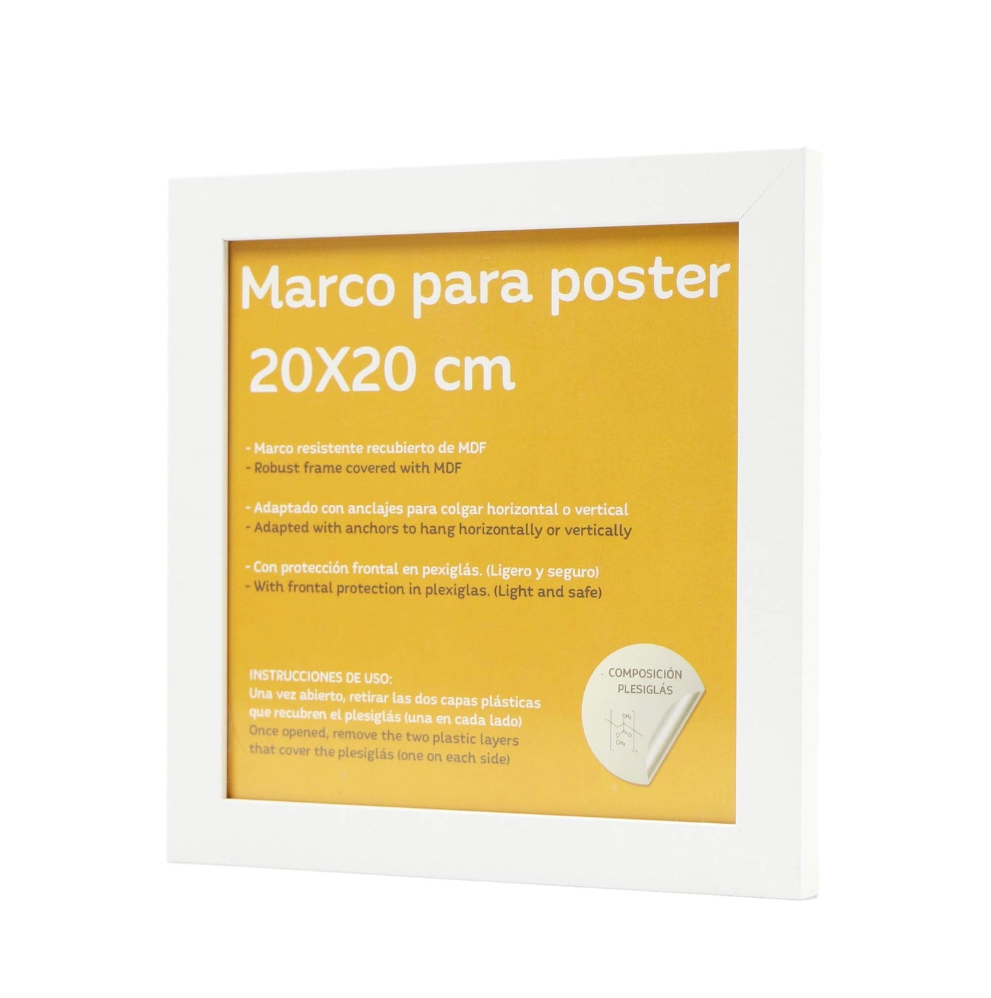 Nacnic - Pack 24 Marcos de Madera MDF Blanco y Vidrio Acrílico | Protección y Expositor de Fotografías, Láminas, Pósters, Cuadros y Decoración para Salón, Dormitorio u Oficina | 20x20 cm
