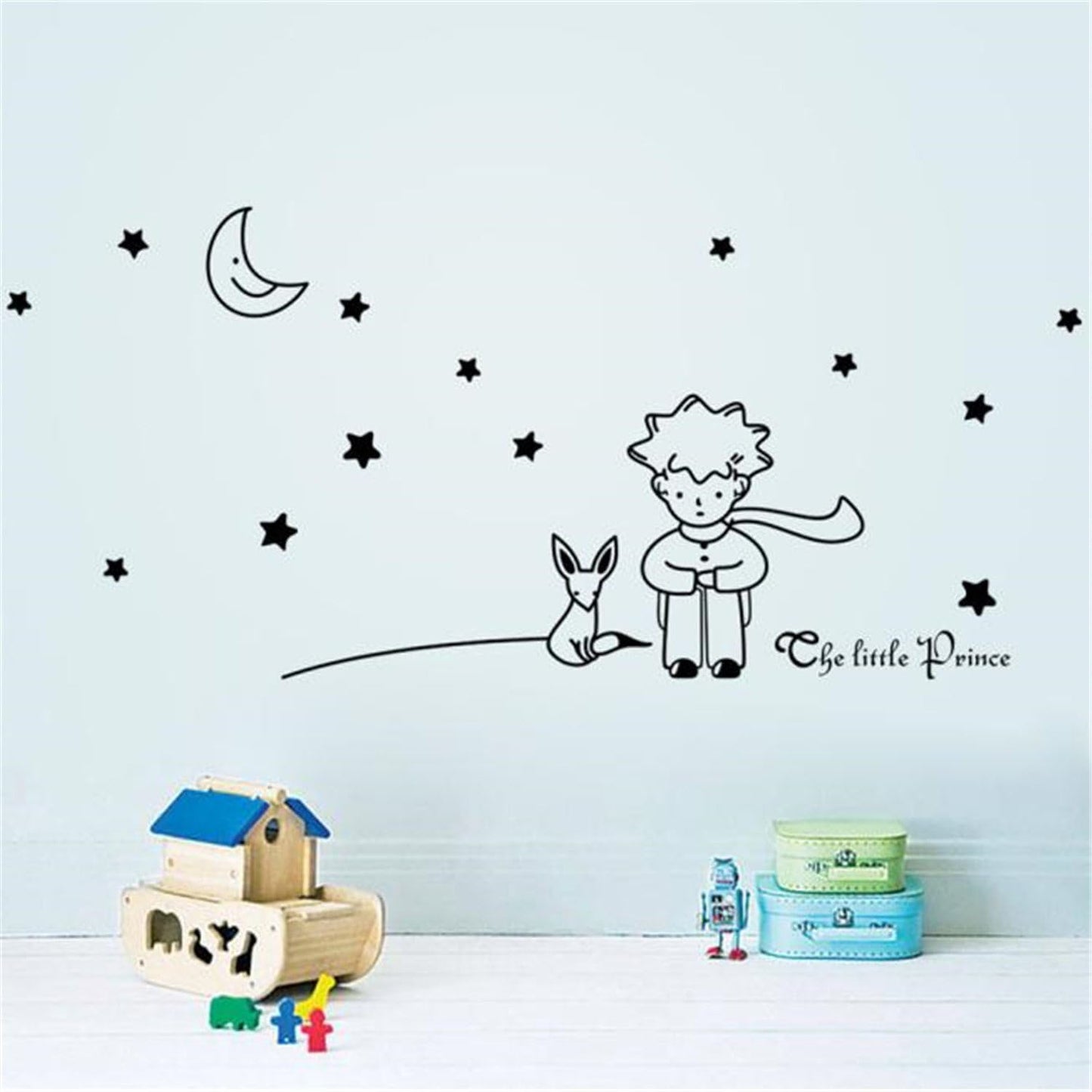 Pegatina de pared de El Principito, estrellas, luna, niños, decoración del hogar, Navidad