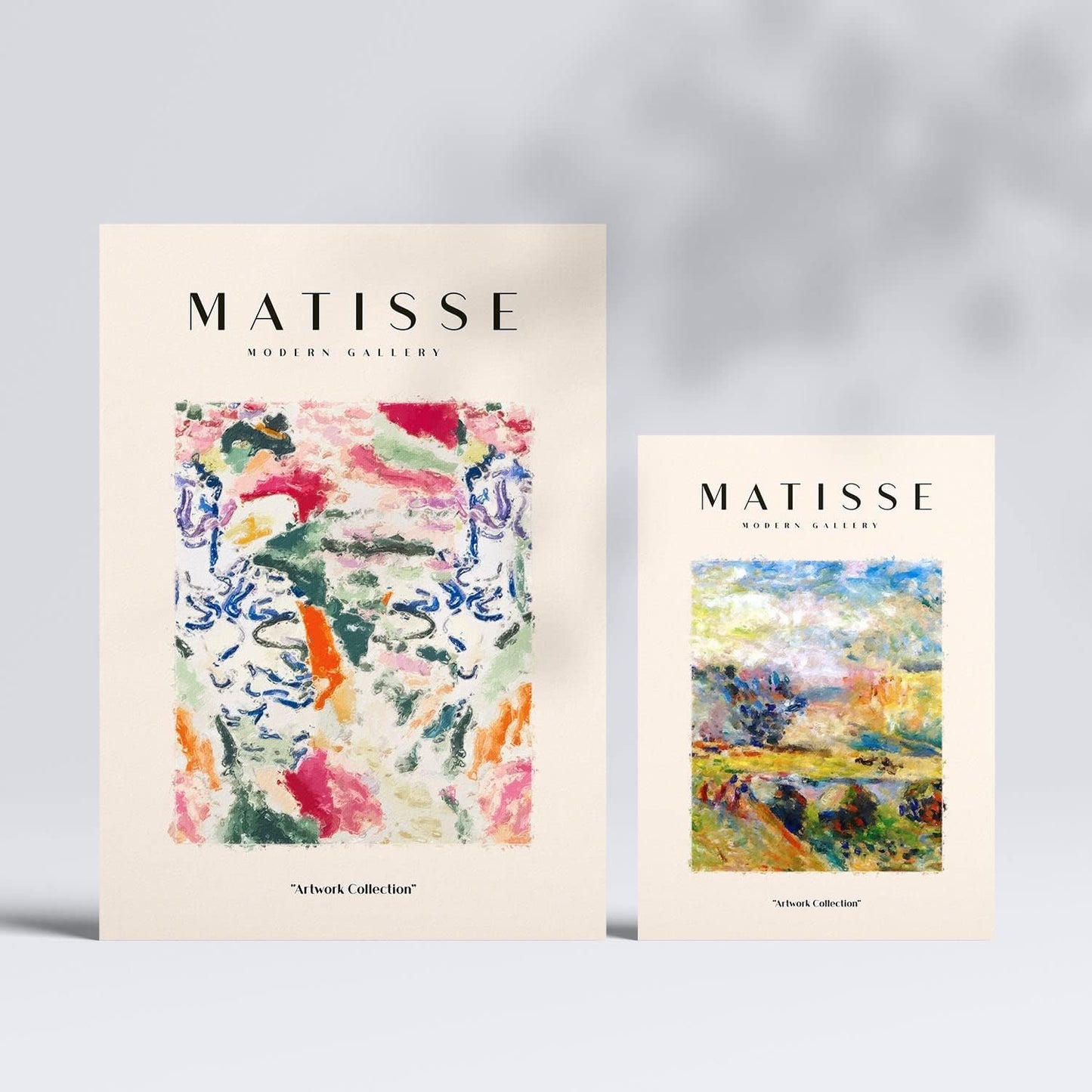 Set de 6 láminas estilo fauvista y abstracto con obras inspiradas en Henri Matisse en tonos pastel y vibrantes para salón moderno o estudio artístico, 2 grandes y 4 medianos