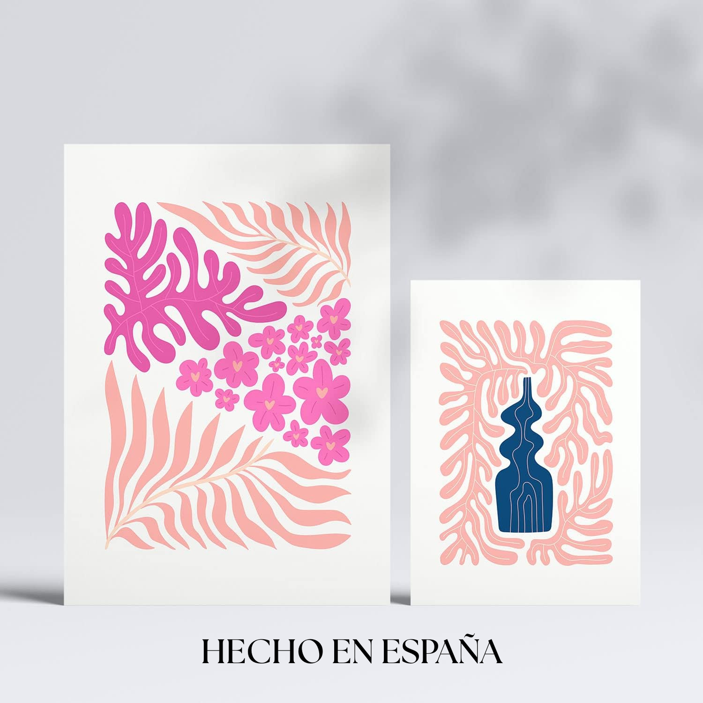 Set de 6 pósters Flower Power en colores pastel. Láminas minimalistas de flores y hojas con estilo moderno para decorar hogar, oficina o estudio. Tamaños A3 y A4.