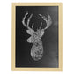 Lámina blanco y negro Ciervo deer en Poster con fondo negro estilo pizarra. Papel 250 gr y tintas de alta calidad.-Artwork-Nacnic-A3-Marco Madera clara-Nacnic Estudio SL