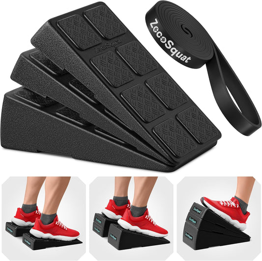 Juego de 3 Cuñas para Sentadillas – Bloques de Cuña con Capacidad de 236 kg – Tabla Inclinada para Estiramiento de Pantorrillas – Plataforma Inclinada para Gemelos – Bloques de Yoga