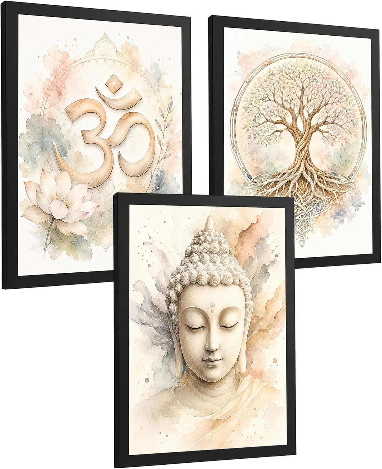 Posters Espirituales con Símbolo Om, Buda y Árbol de la Vida
