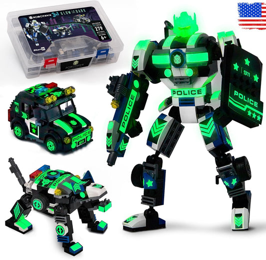 Jitterygit Juguete de construcción de robot de policía superhéroe para niños, regalo épico de cumpleaños STEM para niños de 7, 8, 9, 10 y 11 años (279 piezas) Robotryx