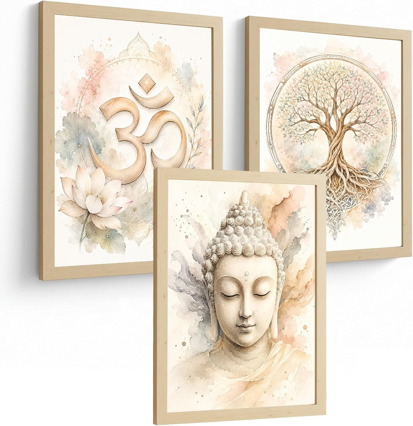 Posters Espirituales con Símbolo Om, Buda y Árbol de la Vida