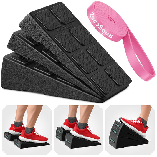 Juego de 3 Cuñas para Sentadillas – Bloques de Cuña con Capacidad de 236 kg – Tabla Inclinada para Estiramiento de Pantorrillas – Plataforma Inclinada para Gemelos – Bloques de Yoga