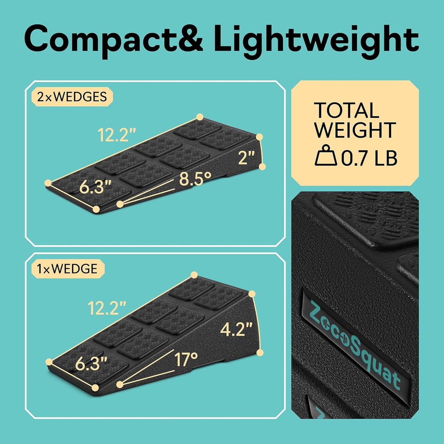 Juego de 3 cuñas para sentadillas - Se convierte en plataforma de step aeróbico - Bloques para sentadillas con capacidad de 520 lbs - Tabla inclinada para estiramiento de pantorrillas Bloques de yoga