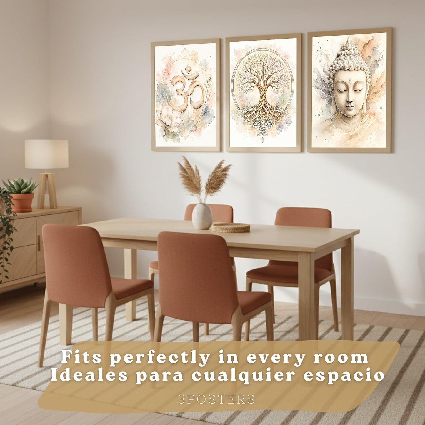 Posters Espirituales con Símbolo Om, Buda y Árbol de la Vida