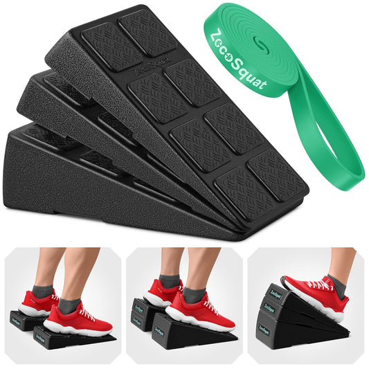 Juego de 3 Cuñas para Sentadillas – Bloques de Cuña con Capacidad de 236 kg – Tabla Inclinada para Estiramiento de Pantorrillas – Plataforma Inclinada para Gemelos – Bloques de Yoga