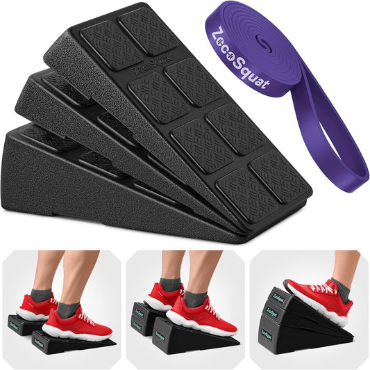 Juego de 3 Cuñas para Sentadillas – Bloques de Cuña con Capacidad de 236 kg – Tabla Inclinada para Estiramiento de Pantorrillas – Plataforma Inclinada para Gemelos – Bloques de Yoga