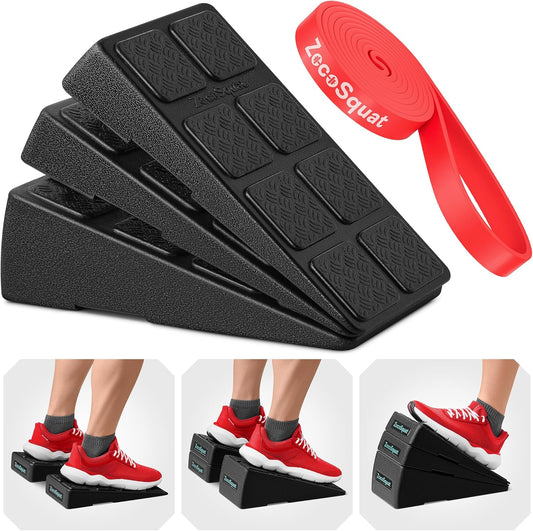 Juego de 3 Cuñas para Sentadillas – Bloques de Cuña con Capacidad de 236 kg – Tabla Inclinada para Estiramiento de Pantorrillas – Plataforma Inclinada para Gemelos – Bloques de Yoga