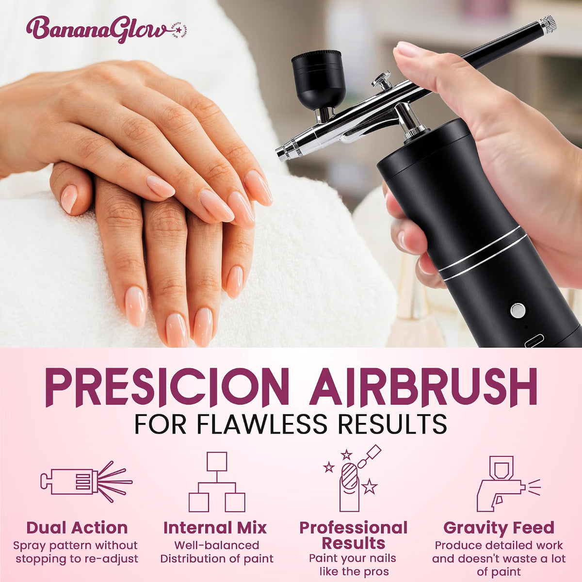 Kit de aerógrafo para uñas, portátil, inalámbrico, recargable, profesional, kit de aerógrafo con plantillas y herramientas de limpieza para artistas y técnicos