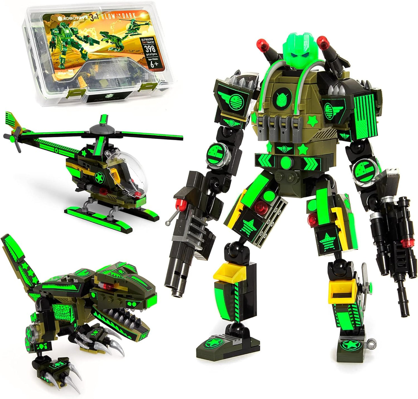 Jitterygit Juguete de construcción de robot de dinosaurio del ejército, regalo para niños, regalo STEM de cumpleaños perfecto para niños de 7, 8, 9, 10 y 11 años (398 piezas) Robotryx