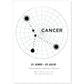 Lamina con la constelación Cancer. Poster con símbolo del zodiaco en y fondo del cielo estrellado-Artwork-Nacnic-A4-Sin marco-Nacnic Estudio SL